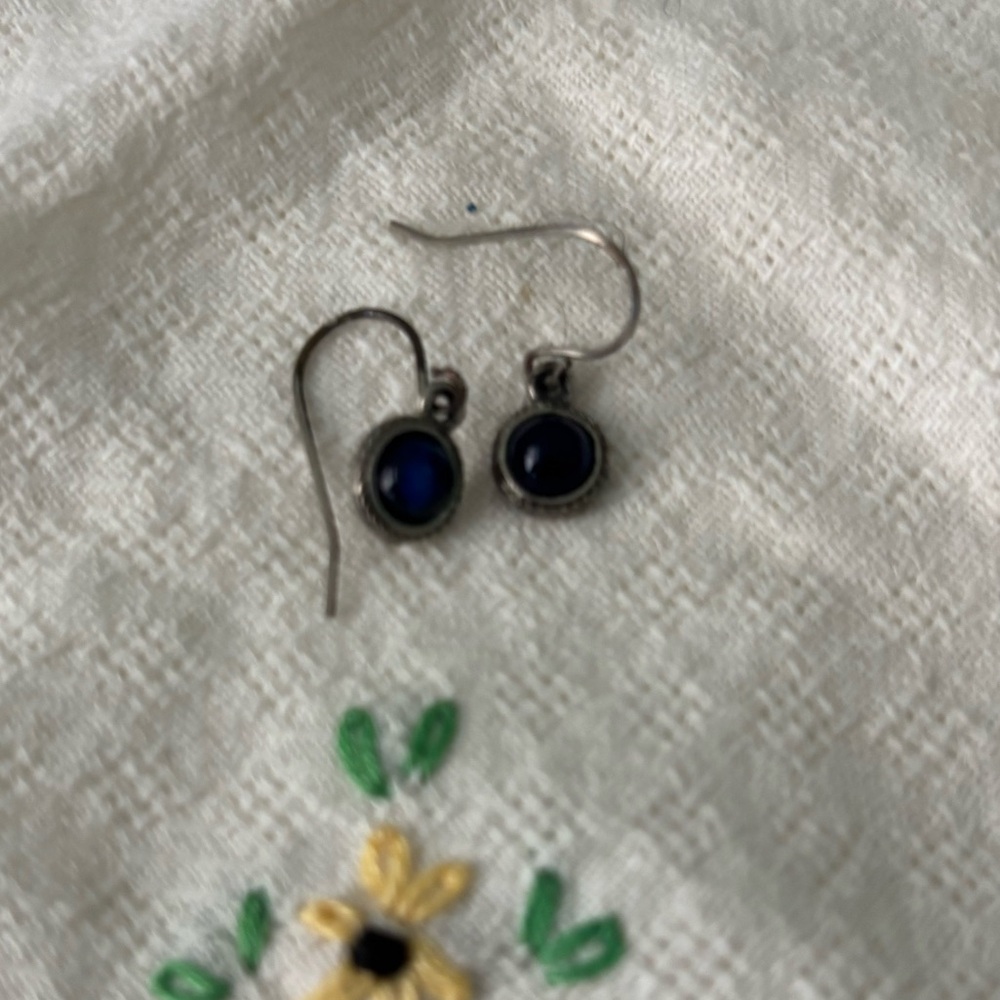 Vintage navy blue drop earrings